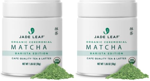 Image of Jade Leaf Matcha Organic Ceremonial Grade Barista Blend Matcha Powder - 100% Pure Japanese Premium First Harvest Green Tea for Lattes from Uji and Kagoshima, 30g / 1.06 Ounce (Pack of 2)