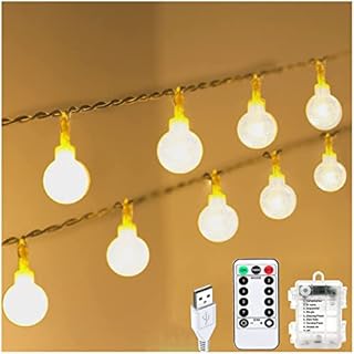 Fairy Lights Battery Operated/USB Powered, 5M 50 LED String Lights Waterproof, Blub Fairy Lights with 8 Mode, Indoor/Outdoor Fairy Lights for Garden, Yard, Tree, Party, Wedding, Festival Decoration