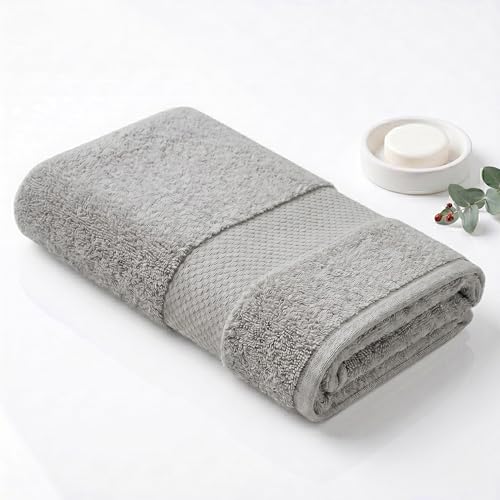 Image of Fash Home 600 GSM Combed Cotton Bath Towel 75x150 cm - Ultra Soft, Quick Dry, Highly Absorbent, Luxury Bathroom Towel, 1 Piece (Grey)