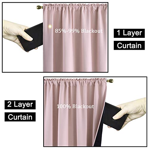 Keqiaosuocai 100Pct Baby Pink Blackout Curtains With Black Lined - Double Layer Super Heavy Thermal Insulated Noise Blocking Out Curtains For Girls Bedroom(42 X 84 Inch Length,2 Panels) #TOP2