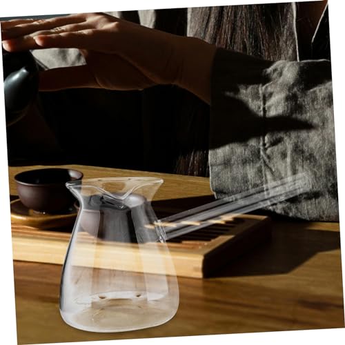 Jarra de café de vidrio PRETYZOOM de 350ml con mango lateral para espumar leche 3