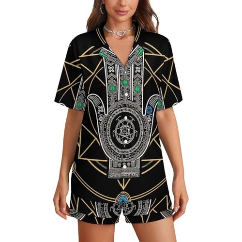 Supdreamc Women Cotton Pajamas, Short Sleeve Shirt and Full Length