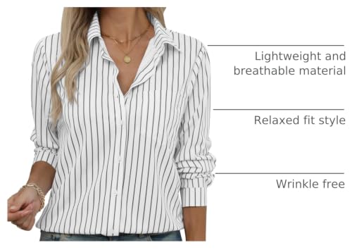 Image of Soft Wrinkle-Free Button Down Stretch Shirts for Women, Breathable Moisture-Wicking Casual Work Dress Tops