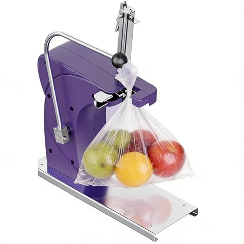 Atadora manual de bolsas para procesamiento de alimentos, 70 mm de diámetro de boca, incluye grapas en forma de U, ideal para tiendas minoristas, supermercados y tiendas de frutas