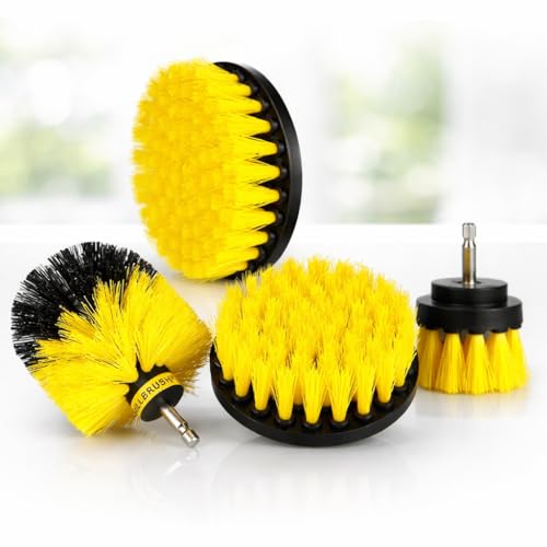 Image of 4 PCS Power Drill Scrubber Brush Cleaning Kit - All Purpose Drill Brush Set for Bathroom, Tile, Grout, Floor, Tub, Shower, Kitchen & Grill - Fits Most Drills (Drill Not Included)
