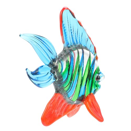 SHINEOFI Figurine Poisson en Verre Soufflé Déco Aquarium Décoration Intérieure Marine Ornement Maison Bureau Modèle Artisanal Translucide Accessoire...