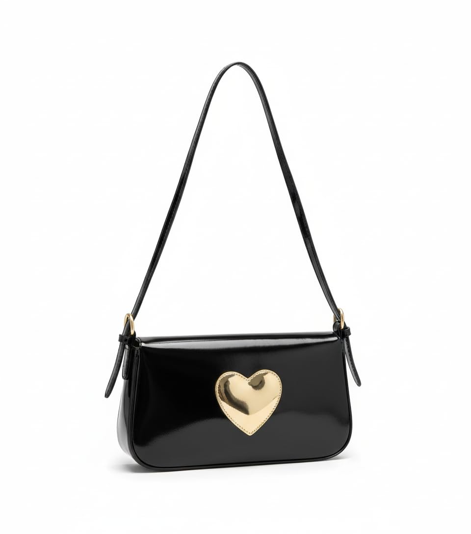 Women Stylish Shoulder Bag with Gold Heart Design | PU Leather Handbag | Trendy Sling & Underarm Purse for Girls & Ladies-image-48
