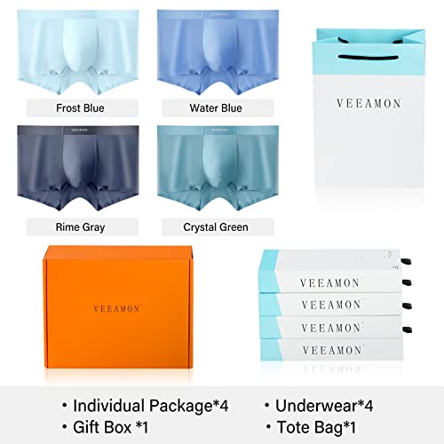 Mens Ice Silk Underwear 4-Pack Boxer Briefs Cotton Modal Comfortable Soft Trunks Underwear With Gift Box2
