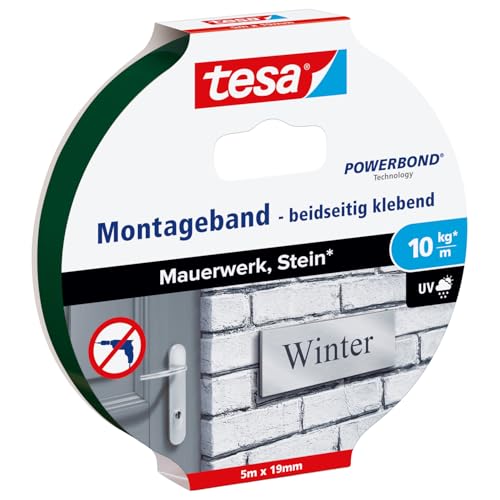 tesa Powerbond Mounting Tape for Bricks and Stone - 5 m x 19 mm