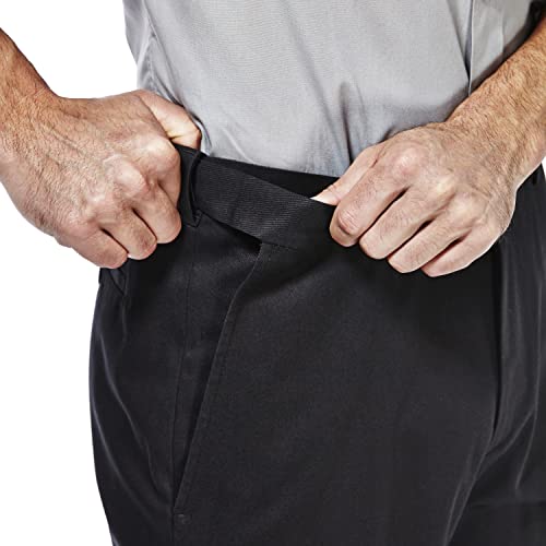 Haggar Men's Classic Fit Flat-Front Hidden Expandable Waistband Premium No Iron Khaki, 42W X 30L - Black #TOP3