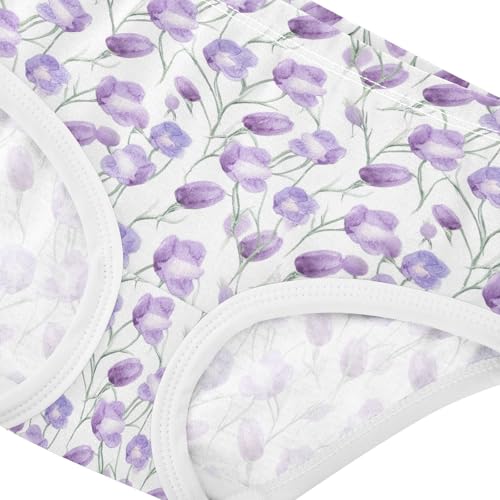 Joisal Girls Underwear Toddler 2t Cotton Girl Panties Cute Aesthetic Briefs Undies Kids Watercolor Purple Flowers White4