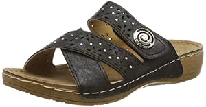 Gezer Gezer Damen-Pantoletten / Sommer-Sandalen, Kunstleder, mit gestanzten Details, zum Hineinschlüpfen, leichtgewichtig, flacher Keilabsatz, Größe 35-41,5 Gezer Gezer Damen-Pantoletten / Sommer-Sandalen, Kunstleder, mit gestanzten Details, zum Hineinschlüpfen, leichtgewichtig, flacher Keilabsatz, Größe 35-41,5