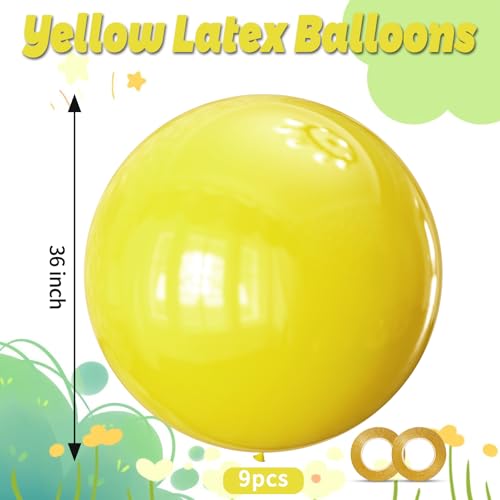 Image of Yellow Giant Balloons 36 Inch, 9pcs Jumbo Large Round Latex Balloons for Baby Shower Birthday Sunflower Theme Party Decorations