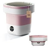 ZZR SEVEN Portable Washing Machine, 12L Upgraded Mini Washing Machine, Suitable for Small Clothes, Foldable Laundry Machine, Ideal for Dorm, Home, Hotel, Camping and Travel (Pink, 12L)