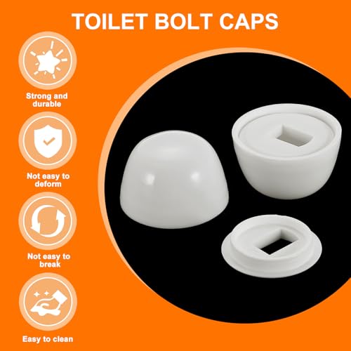 QUARKZMAN 8 Stück Toilettenbolzenkappen, 20mm/0,79 Kunststoff-Push-On-Toiletten-Sitzbodenbolzenkappen, Universelle Bodenbolzenkappen mit Unterlegscheiben, Weiß