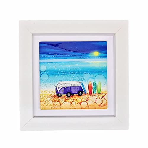 By Jo Crafts, campervan ceramic wall art, small framed wall art