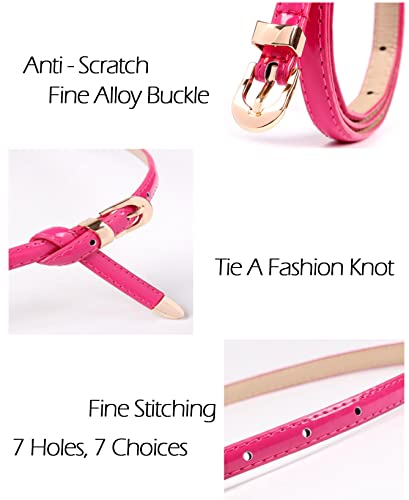 Waist Belt for Dresses Women's Fashion 4pc Mixed Color Faux Leather Skinny Belts Bundles3