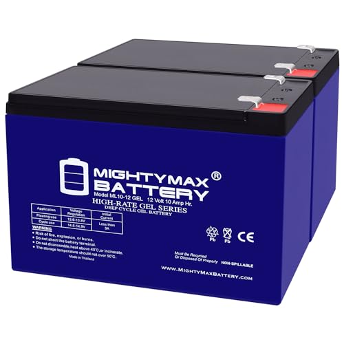 Mighty Max Battery 12V 10AH GEL F2 Replacement Battery Compatible with Power Sonic Mobility Scooter - 2 Pack