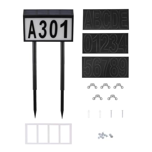 WATIIFUFU Targa Solare LED per Numero Civico da Esterno Indicatore Indirizzo con Lettere e Serie di Numeri Lampada da Giardino Energia Solare per Patio Cortile e Recinzione