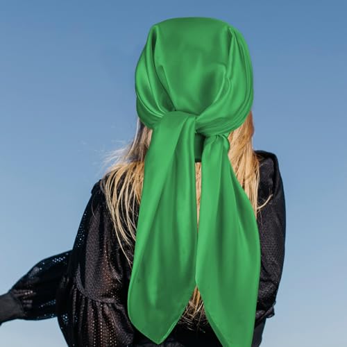 JIEYAO 35" Square Head Scarf for Women, Large Silk Hair Bandana, Solid Color Head Scarves Sleeping Head Wraps for Women 6