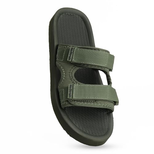 Image of NoStrain Men's Casual Sandals - Comfortable, Washable & Waterproof Open-Toe Footwear for Men with 4-Point Adjustable Velcro Strap, Heel Cushioning & Triple-Density Sole