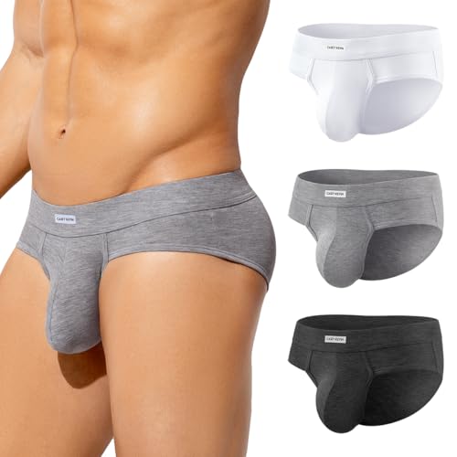 Casey Kevin Men's Underwear Breathable Briefs Lightweight 3D Contour Pouch Super Soft Comfort...