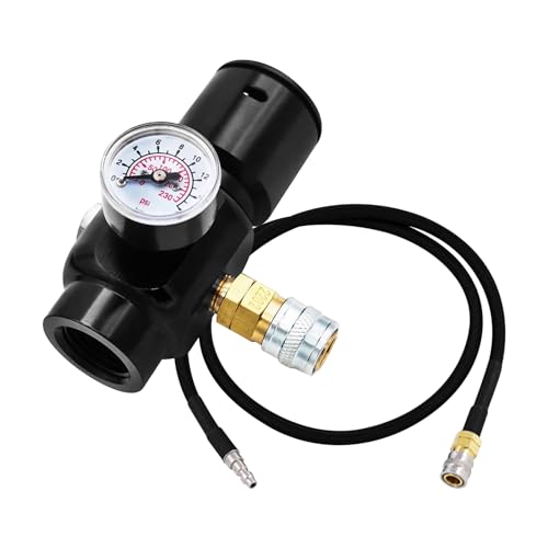 HSOKEW HPA Regulator, Paint Ball CO2 Regulator, Black, Copper + Aluminum, Globe Valve, Paintball Regulator, Regulator