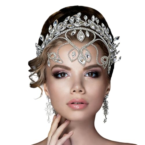 Bandeau de mariée strass argenté de prestige pour cérémonie