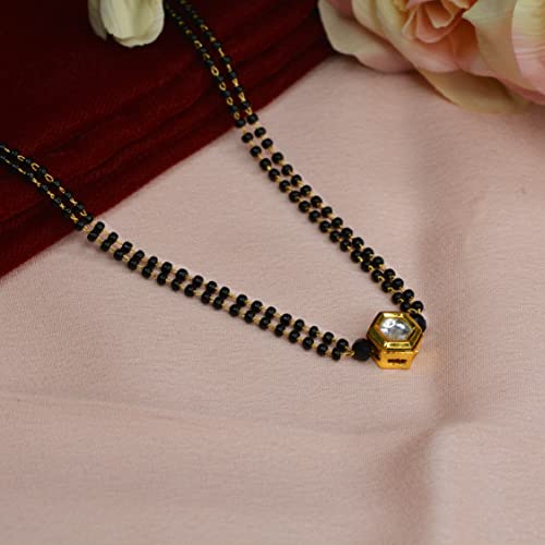 Buy KYOOT JEWELS Mangalsutra Gold Plated Kundan Stone With Black Beads Double Strand Mangal