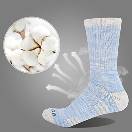 YUEDGE Women\'s 5Pairs/Pack Hiking Walking Socks Outdoor Recreation Socks Wicking Cushion Crew Socks(Blue, X-Large)