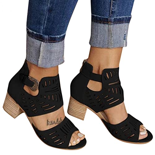 Wedge Sandals for Women Dressy Summer, Heels for Women Pumps, Sandals Women Heels Wedge, Womenâ€™s Gold High Heels Sandals with Rhinestone Ankle Strappy Clear Chunky Heels Dress Party Pumps Shoes -G4