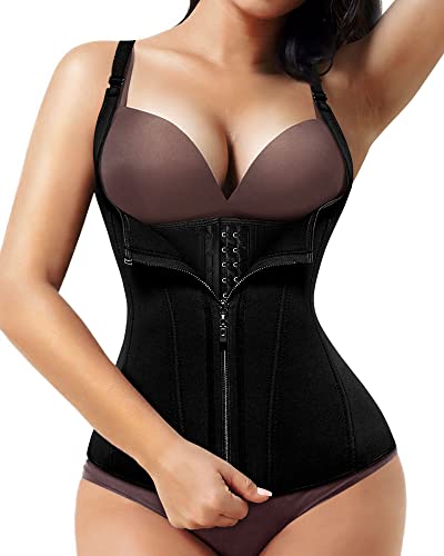 Cimkiz Saunaanzug für Damen, mit Reißverschluss, Neopren, Schwarz 1, XL Cover