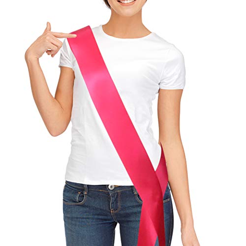 Banda de satén en blanco, banda lisa, decoración de fiesta, haz tu propia banda (rosa intenso)