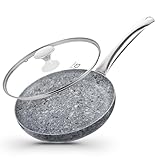 KOCH SYSTEME CS Frying Pan with Lid, 8 Inch Frying Pan with Nonstick Granite Coatings, APEO & PFOA-Free Small Frying Pan with Lid, 8' Granite Skillet with Lid, Nonstick Frying Pan, Oven Safe