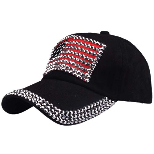 Image of USA Flag Bling Baseball Cap Cowboy Hip-Hop Baseball Cap Adjustable Size