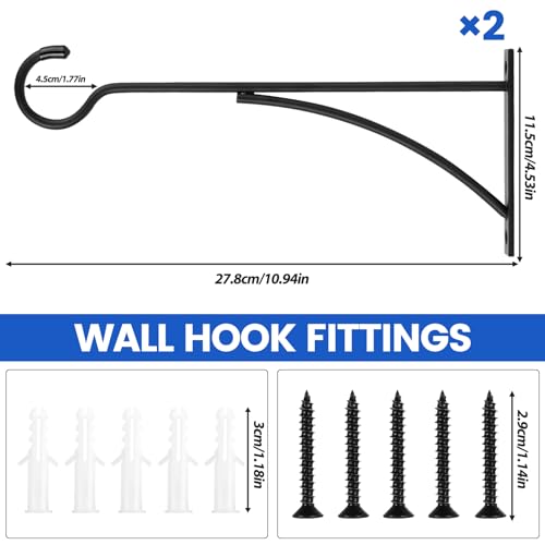 2 Stk Wandhaken für Blumenampel, Pflanzenhaken Blumenampelhalter, Pflanzenhalterung Wandbehang, Wandhalter Haken für Laternenhaken Laternenhalter Garten Blumenhaken Windspiele Pflanzen Wandhalterung