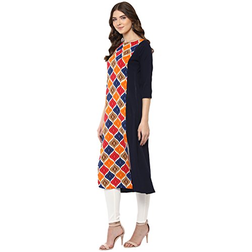 Image of Women's Crepe a-line Kurta (ALC4016N Blue x-Large)
