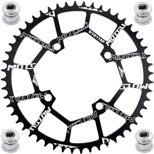 YBEKI 30T 32T 34T 36T 38T 40T 42T 44T 46T 48T 50T 52T Chainring 104BCD Round Oval Narrow Wide Single Bike Chainring for 8 9 10 11 Speed Mountain Bike Road Bike MTB BMX (Black Round, 48T)