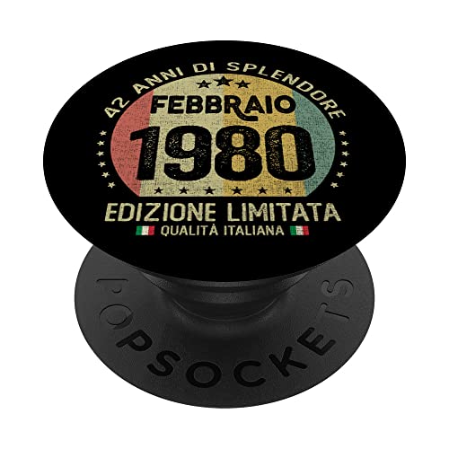 Vintage febrero 1980 mujer hombre regalo 42 años cumpleaños PopSockets PopGrip Intercambiable