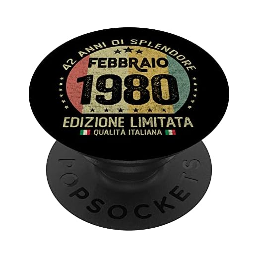 Vintage febrero 1980 mujer hombre regalo 42 años cumpleaños PopSockets PopGrip Intercambiable