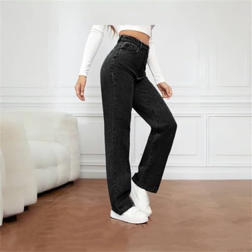 Women's Straight Leg Jeans， High Waisted Wide Leg Loose Microelastic Boyfried Denim Pants4