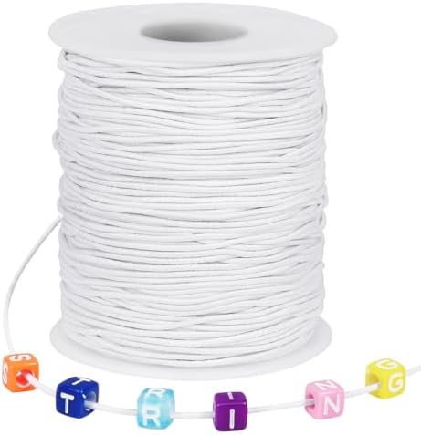 White Elastic String, 328 Feet 1mm Stretchy Bracelet String Bead Cord for Bracelets, Necklaces, Jewelry Making Supplies, Bead