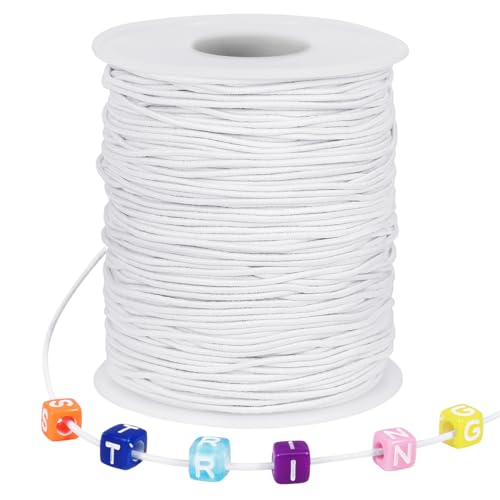 White Elastic String, 328 Feet 1mm Stretchy Bracelet String Bead Cord for Bracelets, Necklaces, Jewelry Making Supplies, Beading, Pony Beads and Crafts(Bead-Free) by Tenn Well - Used condition - US$6.42
