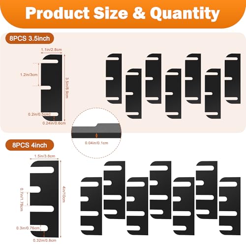 Image of 16 Pack Door Hinge Shims for Door Hinge Repair Kit, COITEK 8 Pcs 3.5 Inch & 8 Pcs 4 Inch Plastic Shims Stock for Doors, Cabinets Hinge Repair, 0.04 Inch Thickness (Black)