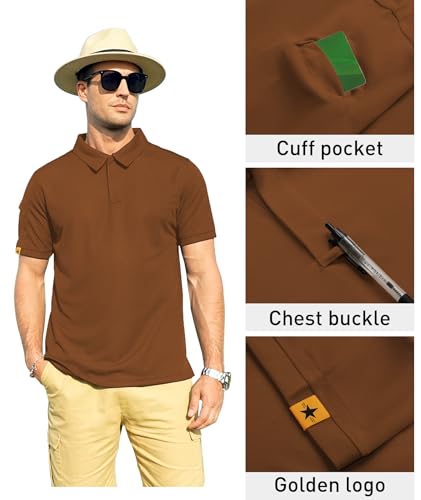 Image of ZITY Mens Polo Shirt Short Sleeve Sports Tactical T-Shirt Athletic Golf Polos Daily Casual Stylish Collared Shirts for Men