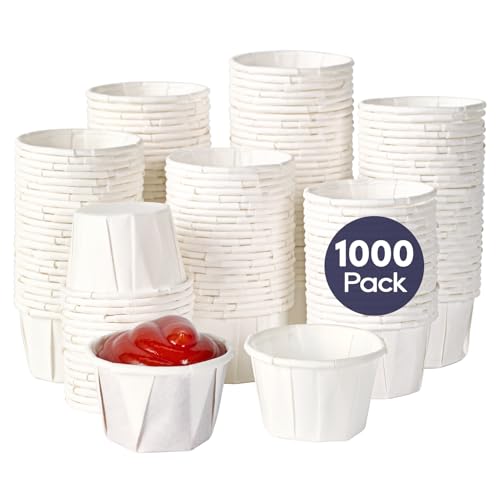 Image of LITOPAK 1000 Pack 1 oz Disposable Condiment Cups, 1 oz Souffle Medicine Cup