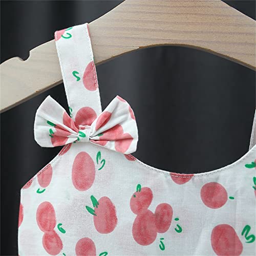 Vestido infantil para bebês meninas, verão, boêmio, floral, com alças, babados, sem mangas, casual,