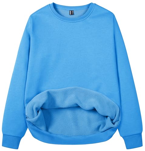 MAGCOMSEN Women's Fleece Lined Sweatshirt Crewneck Cotton Pullover Fall Casual Long Sleeve Warm Tops