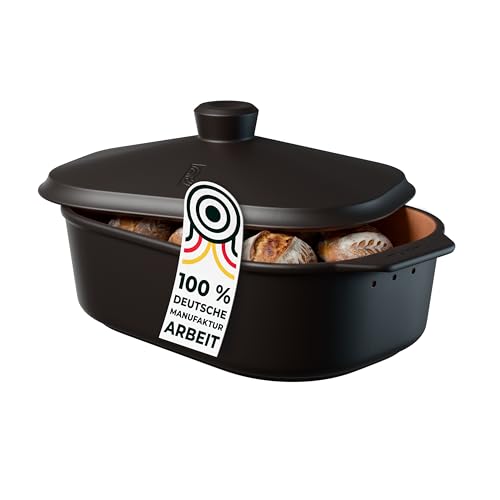 Brot-Frische-Topf moderner Brottopf & Brotkasten aus Keramik Natur-Ton - atmungsaktiv & gegen Schimmel - Brotkorb & Brotbehälter auch für Gemüse & zur Aufbewahrung Handmade in Germany (Coffee)