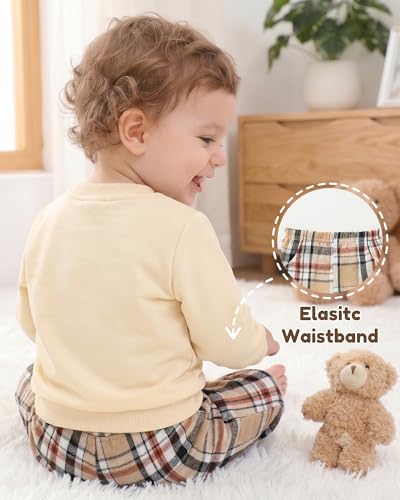 Image of NZRVAWS Toddler Baby Boy Clothes Infant Fall Winter Outfit Long Sleeve Pant Top Set 2Pcs Sweatshirt 0 Month-3 Years